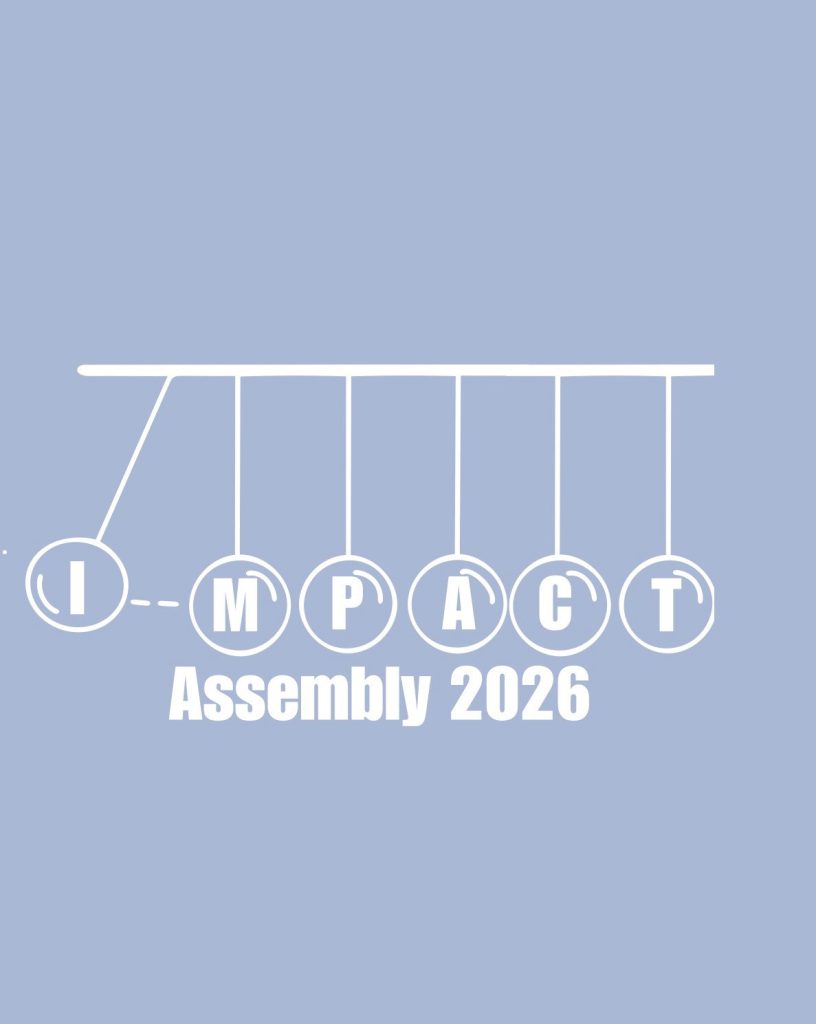 Blue background with white overlay reading "Impact Assembly 2026)